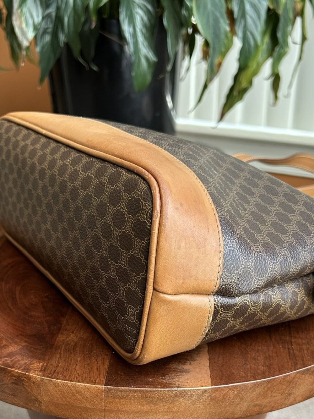 CELINE Macadam Canvas and Shoulder Bag, Brown, Carmel - Picture 13 of 16
